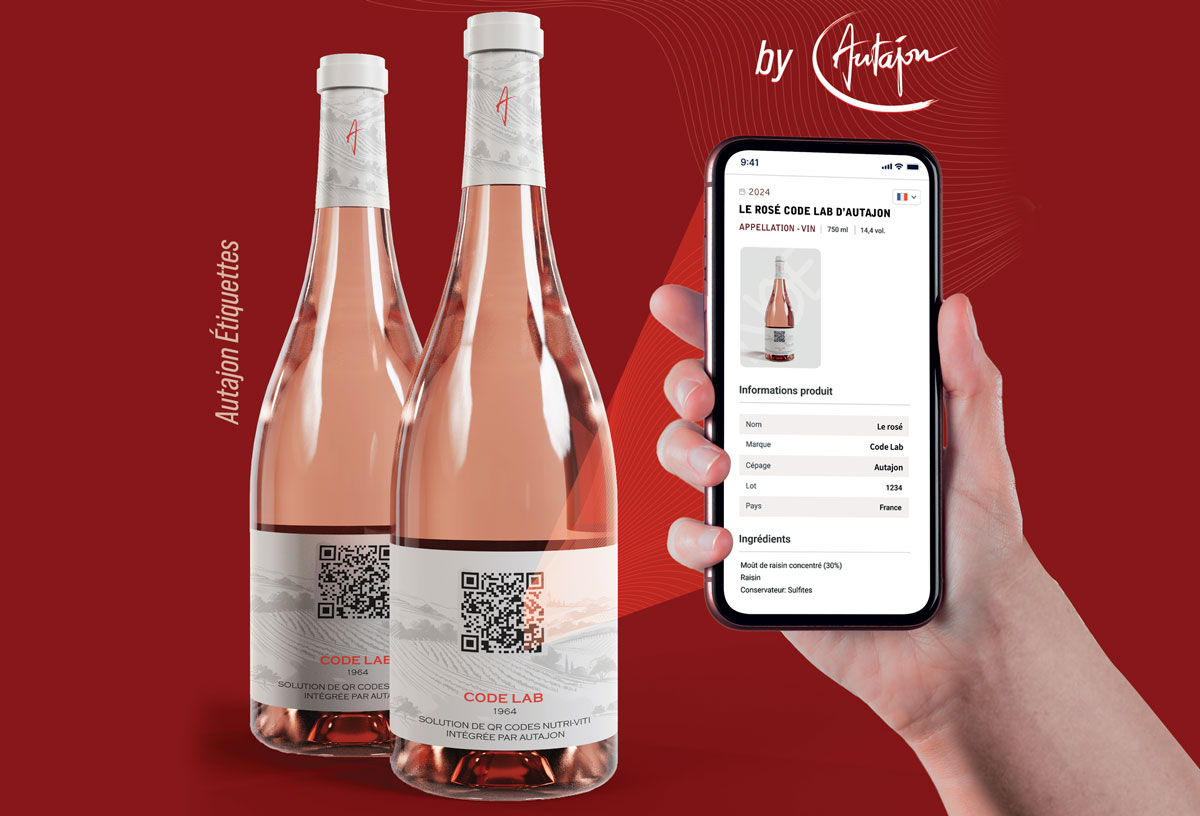 etiquette qr codes nutritionnel bouteille vin code lab autajon