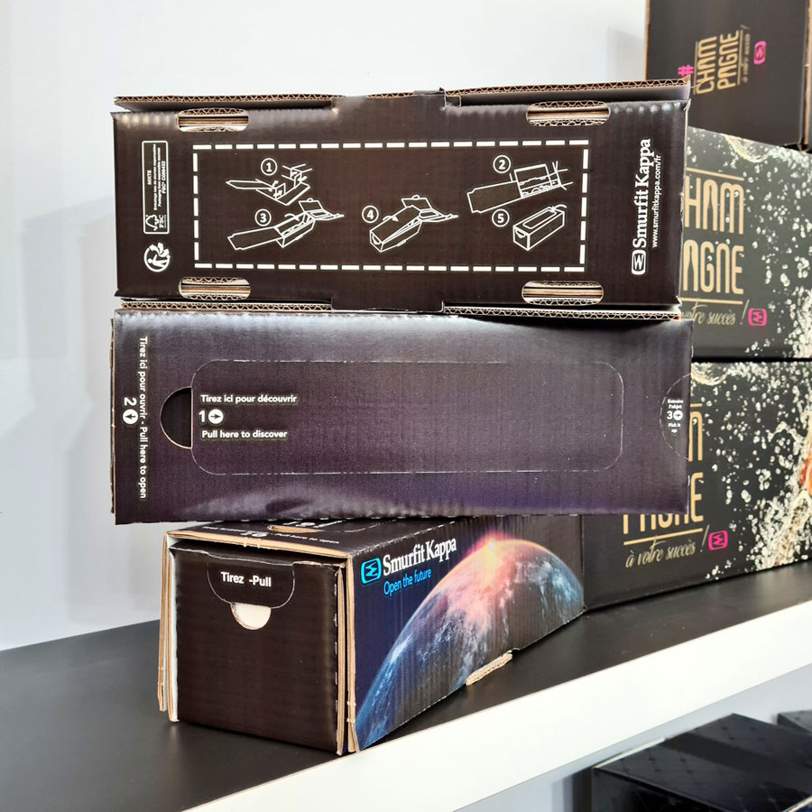coffret carton expedition bouteille champagne smurfit