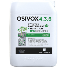 OSIVOX 4.3.6 Biostimulant nutritionnel Zinc, Manganèse pour la vigne. Améliore la croissance et la photosynthèse et relance le démarrage des cultures au printemps. Utilisable en agriculture biologique