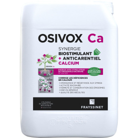 OSIVOX Ca Biostimulant nutritionnel Calcium pour la vigne. Améliore la croissance et la résistance aux stress abiotiques, corrige les déficiences en calcium et relance le métabolisme et la mise en réserve. Utilisable en agriculture biologique