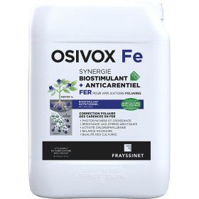 OSIVOX Fe Biostimulant nutritionnel Fer pour applications foliaires sur la vigne. Relance de la photosynthèse des feuilles en situation de déficiences en fer. Utilisable en agriculture biologique.