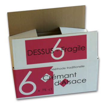 Caisse 6 bouteilles crémant rose 75 cl Caisse 6 bouteilles crémant rose emballages carton pour bouteille de vin Smurfit Kappa Cartonnage de Colmar SEVIAC