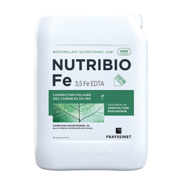 NutribioFe Biostimulant nutritionnel Fer pour la vigne à base de polyphénols d’origine végétale à action antioxydante. Relance de la photosynthèse et de l’activité chlorophyllienne.  Utilisable en agriculture biologique.