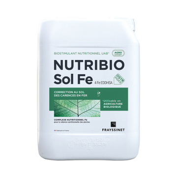 Nutribio Sol Fe Biostimulant nutritionnel Fer pour la vigne. Correcteur de chlorose ferrique, relance l’activité chlorophyllienne et de la photosynthèse, fixation de l’azote. Utilisable en agriculture biologique