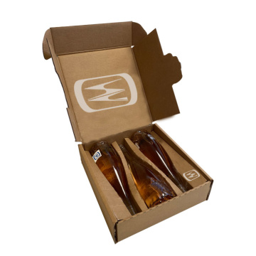 Coffret carton d'expédition ecommerce pour 1 à 3 bouteilles de vin couchées. Cannelure EB, pouvant exister en blanc ou écru, impression Flexo recto / verso