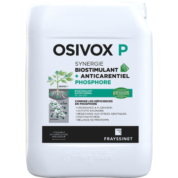 OSIVOX P Biostimulant nutritionnel Phosphore pour la vigne. Corrige le manque de réserve et relance l’activité racinaire et la floraison de la vigne. Utilisable en agriculture biologique.