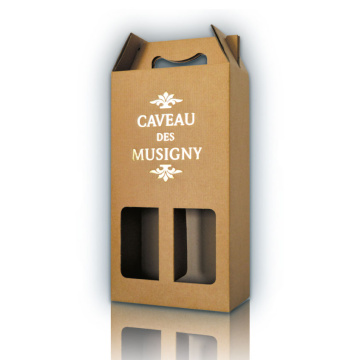 Portable carton de 2 bouteilles Vins avec fenêtre à Fond Automatique avec  poignée rétractable de Smurfit Kappa Alsace.